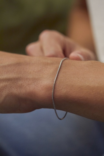 [BLB6009S] Box Chain 1.2Mm Bracelet - Steel Finish