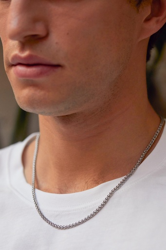 [BLN6011S] Spiga Chain Necklace - Steel Finish