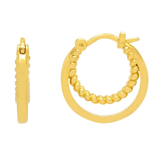 [EBE6091G] Double Twisted Hoop Earrings - Gold Plated