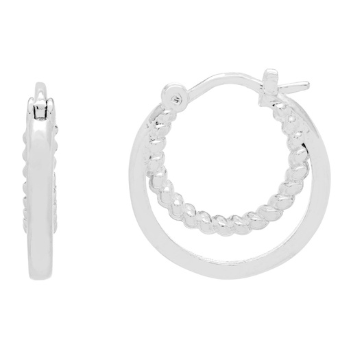 [EBE6092S] Double Twisted Hoop Earrings - Silver Plated