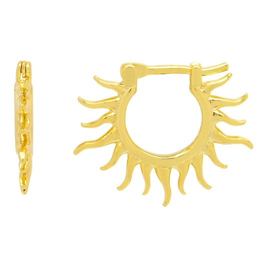 [EBE6094G] Sun Huggie Hoop Earrings - Gold Plated