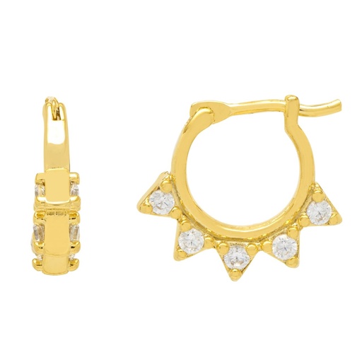 [EBE6095G] CZ Spike Hoop Earring - Gold Plated