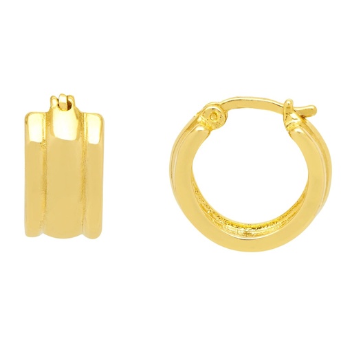 [EBE6097G] Chunky Textured Hoops - Gold Plated