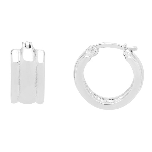 [EBE6098S] Chunky Textured Hoops - Silver Plated