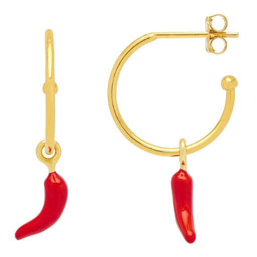[EBE6099G] Chilli Hoop Earrings - Gold Plated