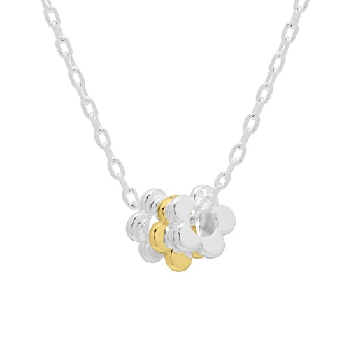 [EBN6111S] Multi Flower Bead Necklace - Silver Chain