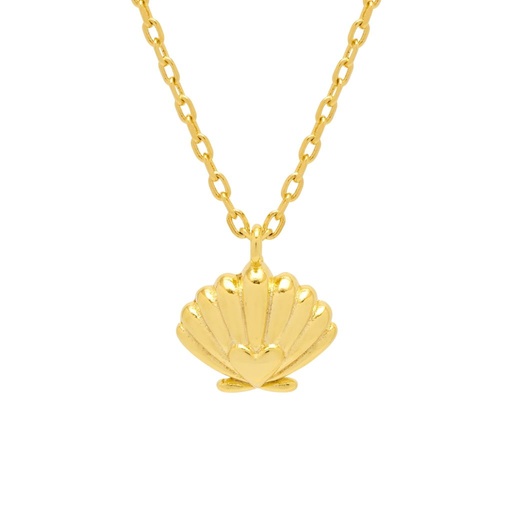 [EBN6118G] Scallop And Heart Necklace - Gold Plated