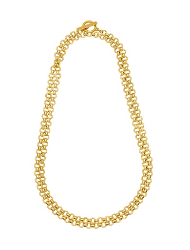 [EBN6159G] Chunky Doube Chain T Bar Necklace - Gold Plated