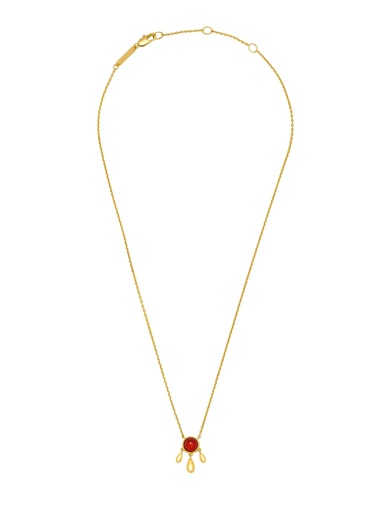 [EBN6165G] Carnelian Stone And Droplet Necklace - Gold Plated