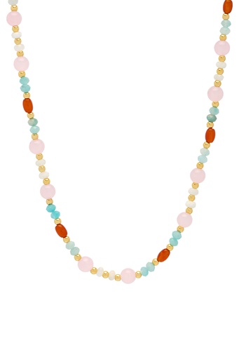 [EBN6169G] Mix Pastel And Orange Necklace - Gold Plated