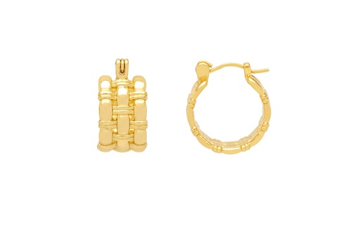 [EBE6173G] Woven Hoops - Gold Plated