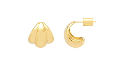 [EBE6178G] Tiered Bold Huggie Earrings - Gold Plated