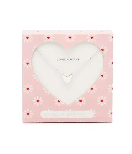[EBN6243S] Elongated Domed Heart Necklace - Silver Plated