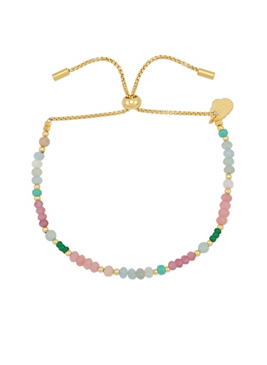 [EBB6284G] Green And Pink Mixed Mini Bead Bracelet