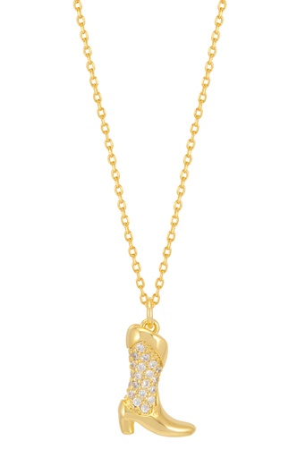 [EBN6303G] Pave Cowboy Boot Necklace