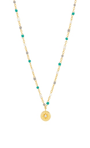 [EBN6306G] Enamel Beaded Star CZ Necklace