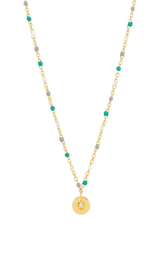 [EBN6306G] Enamel Beaded Star Cz Necklace