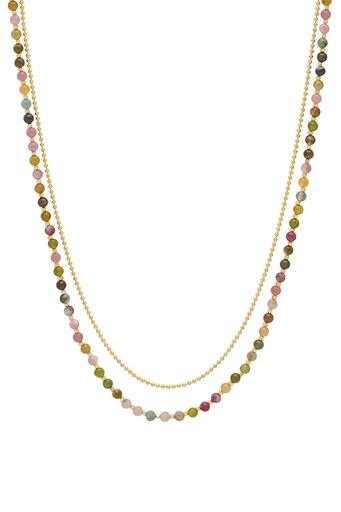 [EBN6425G] Tourmaline Double  Necklace - Gold Plated