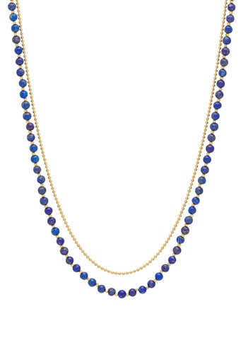 [EBN6426G] Lapis Double  Necklace - Gold Plated