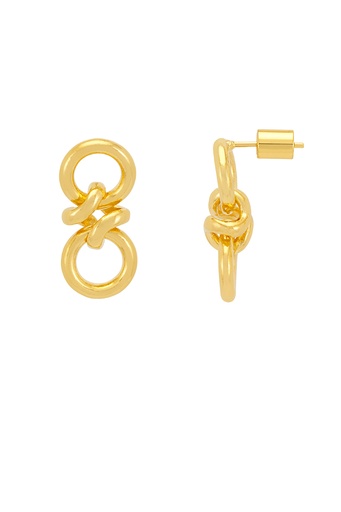 [EBE6441G] Round Knotted Drop Hoops  - Gold Plated