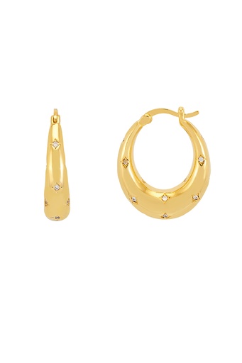 [EBE6444G] Multi Star Cz Hoop Earring - Gold Plated