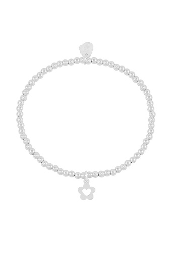 [EBB6525S] Flower And Heart Sienna Bracelet - Silver Plated