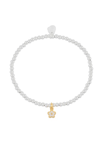 [EBB6538G] White Flower Sienna Bracelet - Gold Plated