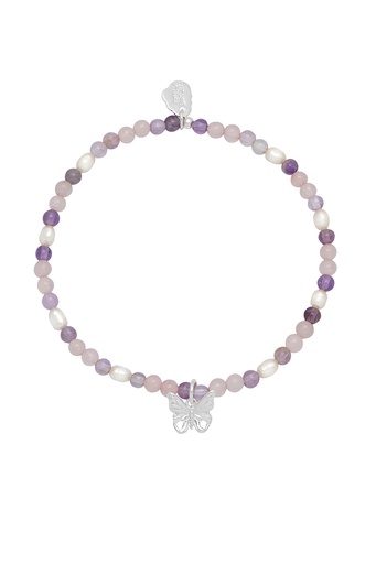 [EBB6545S] Purple And Pearl Butterfly Bracelet 