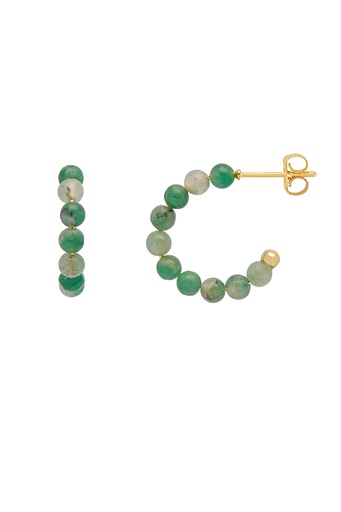 [EBE6548G] Green Agate Amelia Hoop Earrings