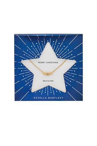 [EBX6567G] TRIPLE CZ STAR NECKLACE - Gold Plated