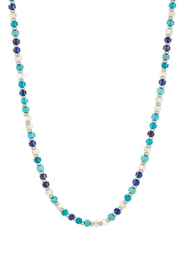 [BLN6791S] Mixed Blue Gemstone Rondelle Necklace