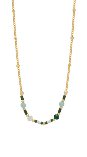 [EBN6631G] MINI GREEN DUO CHAIN FLOWER NECKLACE