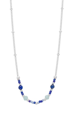 [EBN6633S] MINI BLUE DUO CHAIN STAR NECKLACE