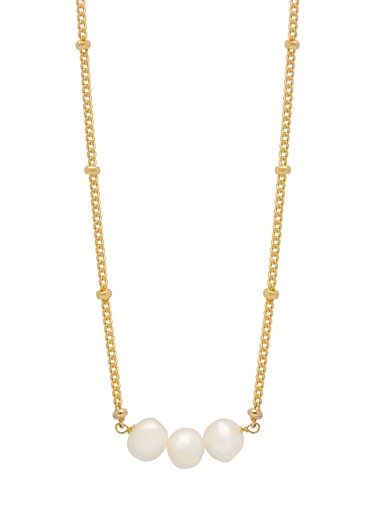 [EBN6634G] BEADED CHAIN AND PEARL NECKLACE