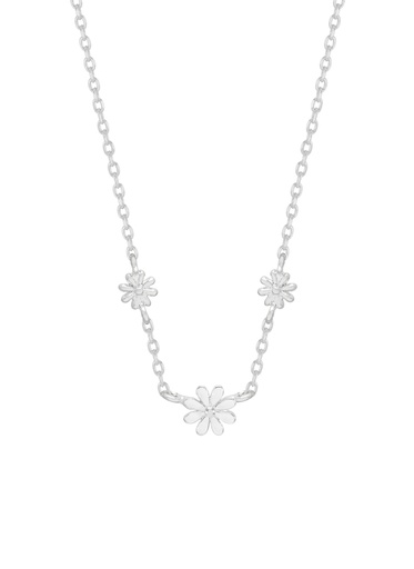 [EBN6637S] TRIPLE FLOWER WHITE ENAMEL NECKLACE