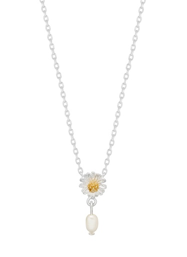[EBN6639S] FLOWER PEARL DROP NECKLACE