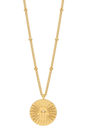 [EBN6644G] BOHO HAMSA HAND COIN NECKLACE