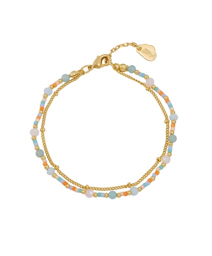 [EBB6618G] MINI MIXED DUO CHAIN HEART BRACELET