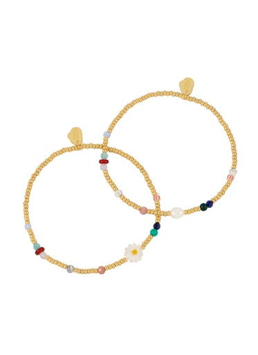[EBB6622G] MIXED GLASS, PEARL AND GEMSTONE BRACELET