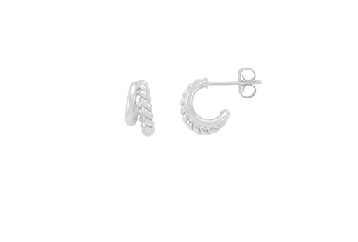[EBE6606S] PLAIN AND TWIST DOUBLE HOOP EARRINGS