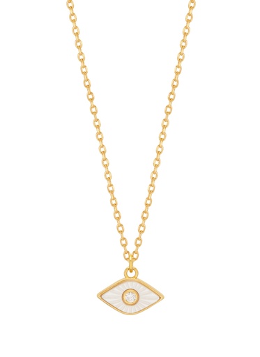 [EBN6649G] PEARL EVIL EYE NECKLACE