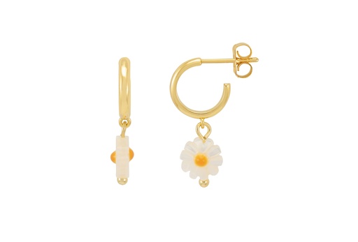 [EBE6650G] FLOWER SHELL HOOP EARRINGS
