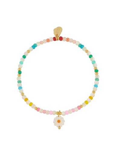 [EBB6651G] MULTI GEMSTONE SHELL FLOWER BRACELET
