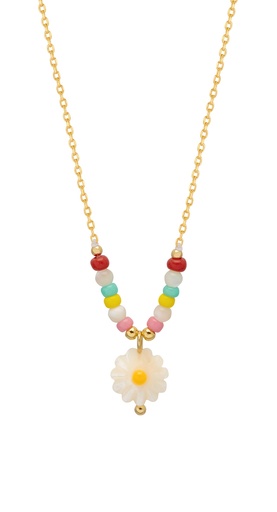 [EBN6652G] Flower Shell Bead And Chain Necklace
