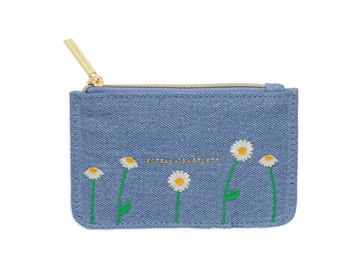 [EBP6813] Daisy Embroidered Denim Class Card Purse