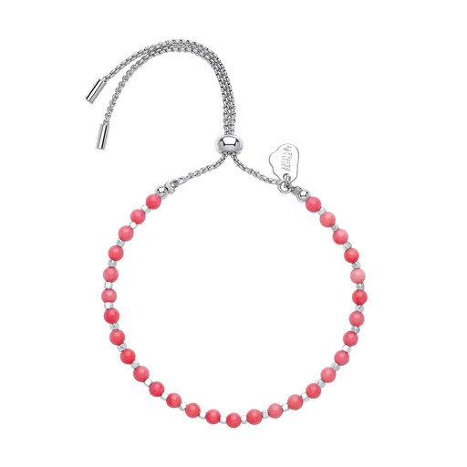 [EBB6864S] Wellness Coral Agate Amelia Bracelet - Silver Plated
