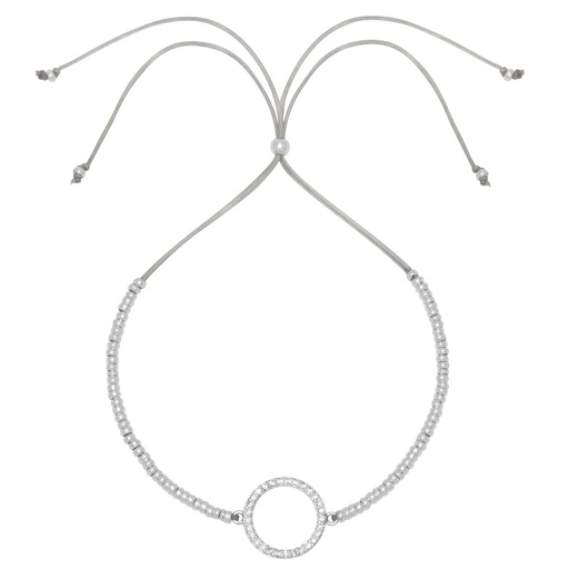 [EB3358C] White Cz Circle Louise Bracelet - Silver Plated