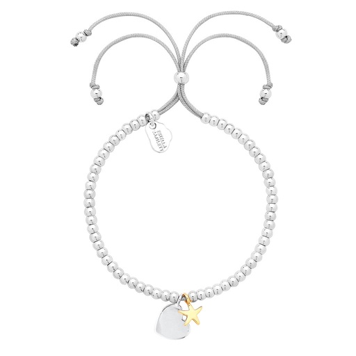 [EB2521C] Heart And Star Liberty Bracelet - Silver Plated