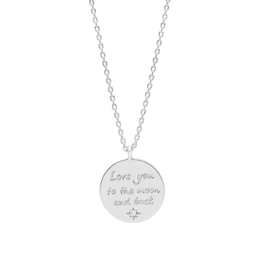 [EB3305C] Love You To The Moon And Back Necklace - Silver Plated