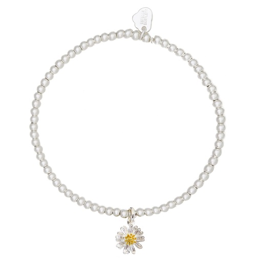 [EB812C] Sienna Wildflower Bracelet With Silver Beads And Silver Wildflower - Silver Plated